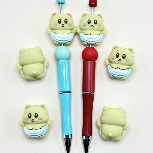 Cute Bear 3D Little with Wings Silicone Focal Beads