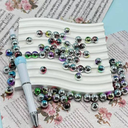 Ombre Metallic Multi-Color Shiny Round Acrylic Waist Beads for Jewelry Making 10mm