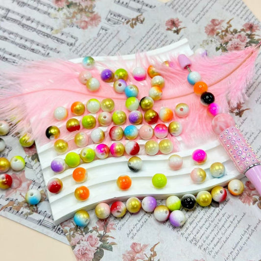 Mini Multi-Color Gold Round Acrylic Waist Beads for Jewelry Making 10mm Random Mix