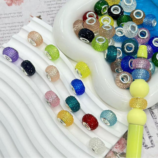 Translucent Bumpy Wheel Abcaus Multi-Color Acrylic Beads with Large Hole, Random Mix, 14MM