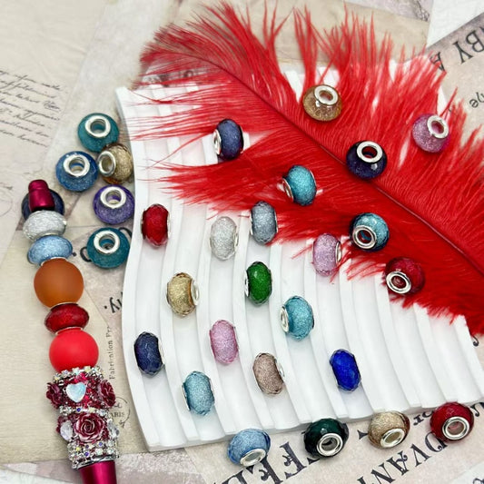 Translucent Clear Wheel Abcaus Glittery Multi-Color Acrylic Beads with Large Hole, Random Mix, 14MM