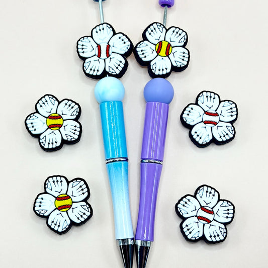 Baseball Cute Mini Flower Silicone Focal Beads