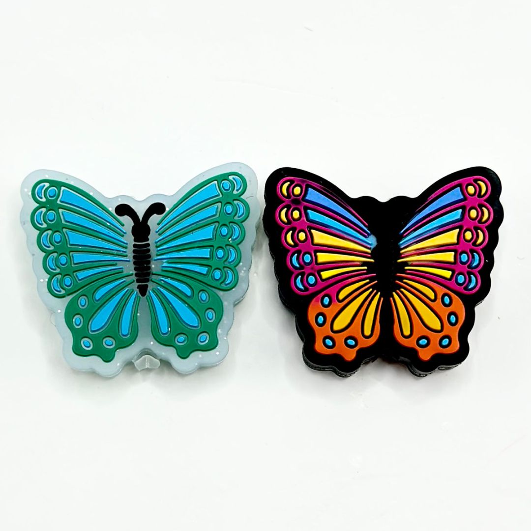Glittery Vivid Cute Butterfly Silicone Focal Beads
