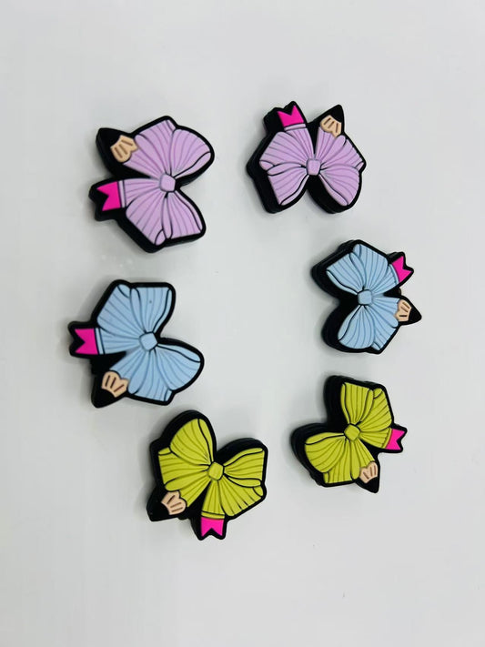 Mini Cute Bowknot with Pencil Silicone Focal Beads