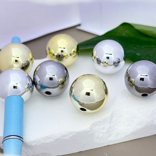 Round Metallic Color Acrylic Beads, 20mm Large, Please Read the Description