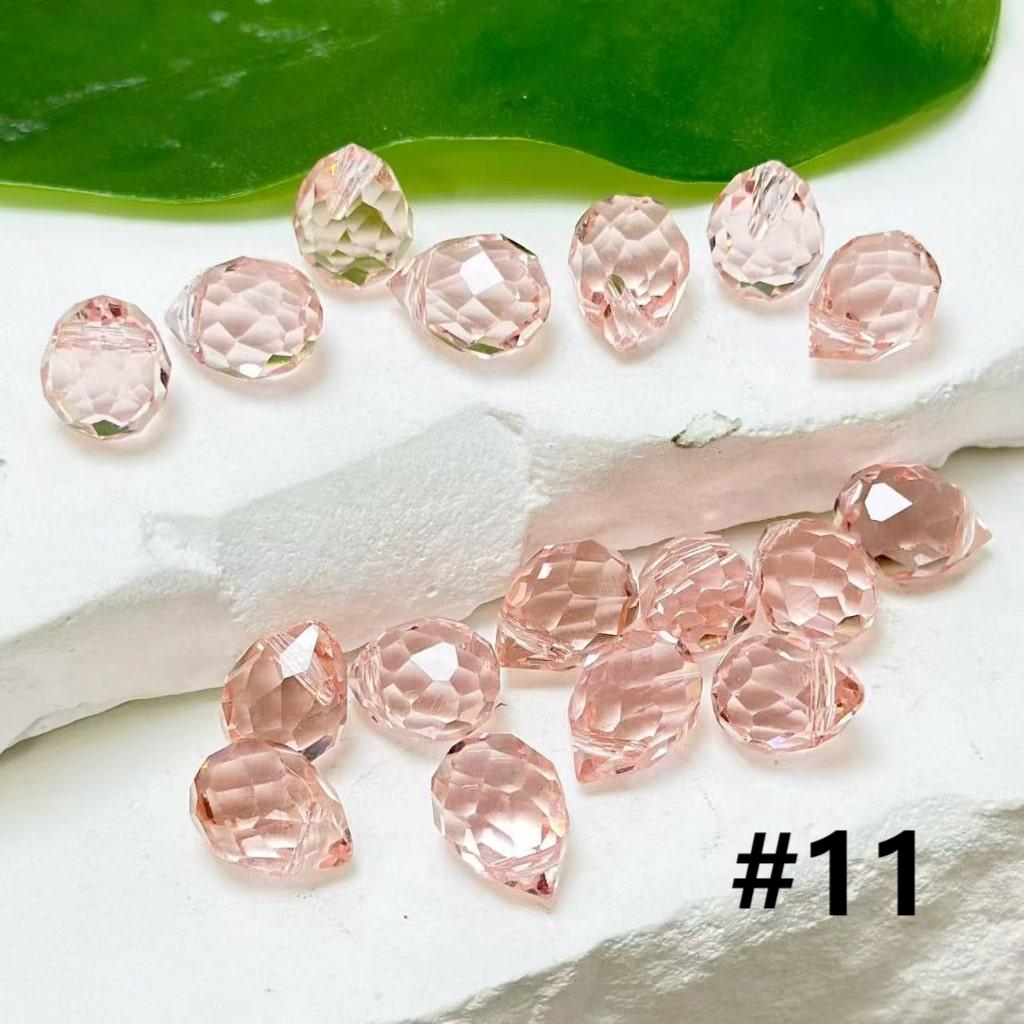Colorful Polyhedral Water Drop Shape Crystal Chains Strings Bling Bling Acrylic Beads, 11*8MM, Please Read the Description