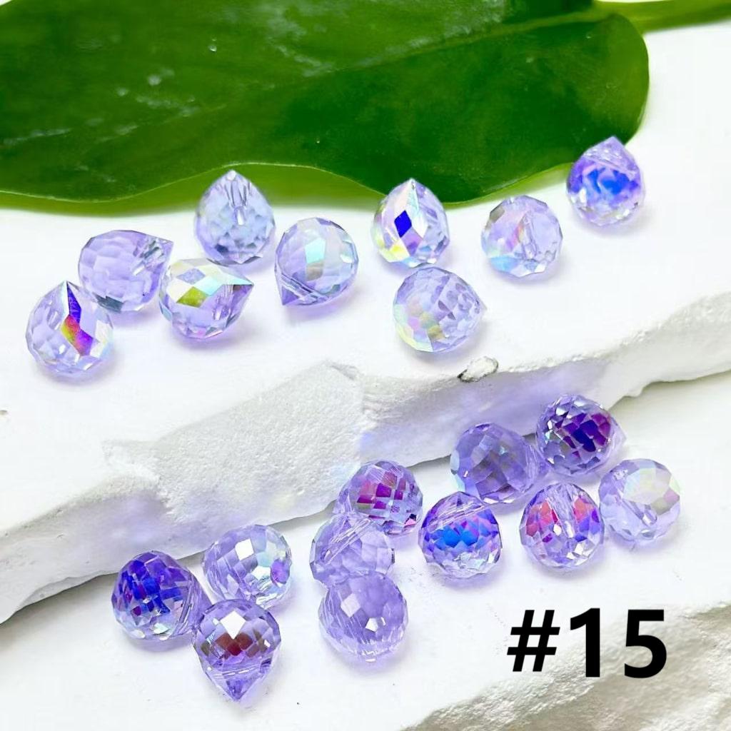 Colorful Polyhedral Water Drop Shape Crystal Chains Strings Bling Bling Acrylic Beads, 11*8MM, Please Read the Description