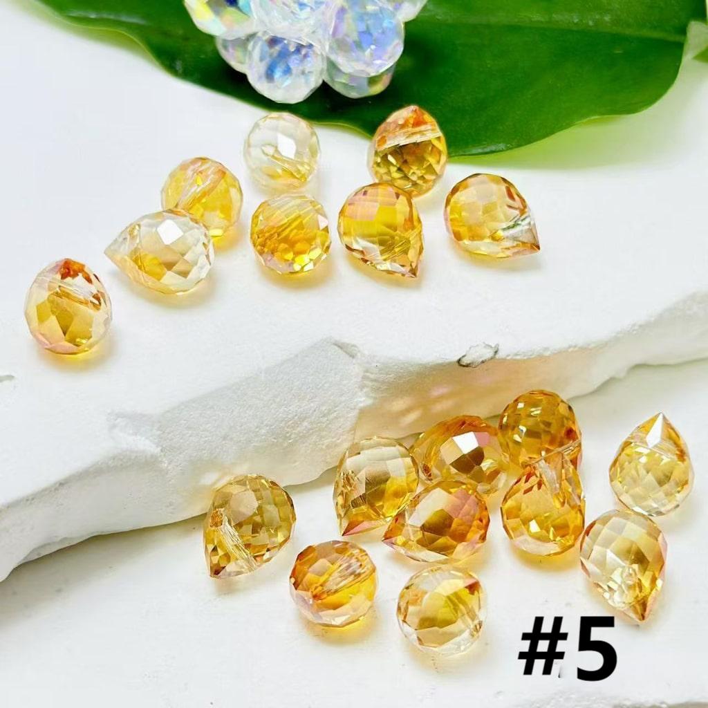Colorful Polyhedral Water Drop Shape Crystal Chains Strings Bling Bling Acrylic Beads, 11*8MM, Please Read the Description