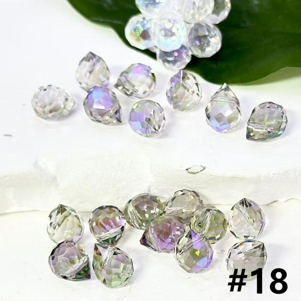 Colorful Polyhedral Water Drop Shape Crystal Chains Strings Bling Bling Acrylic Beads, 11*8MM, Please Read the Description