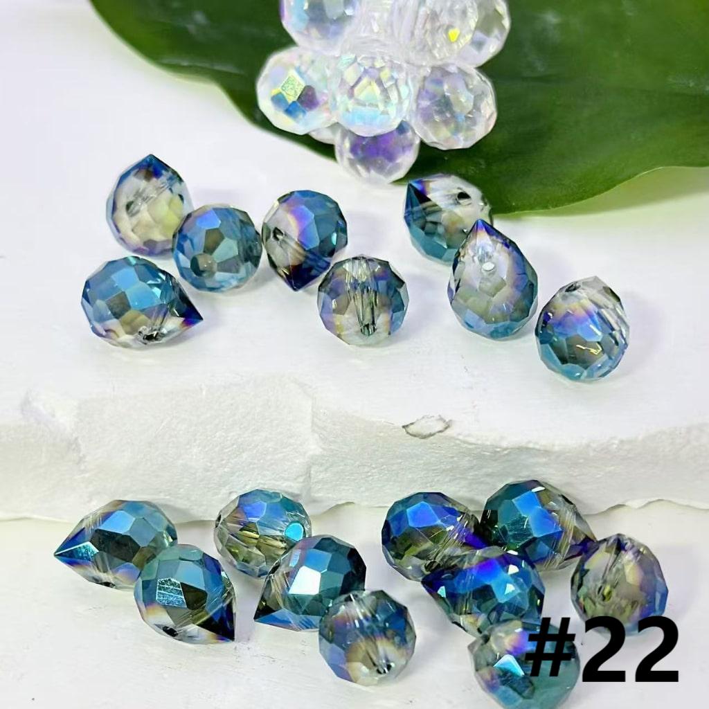 Colorful Polyhedral Water Drop Shape Crystal Chains Strings Bling Bling Acrylic Beads, 11*8MM, Please Read the Description