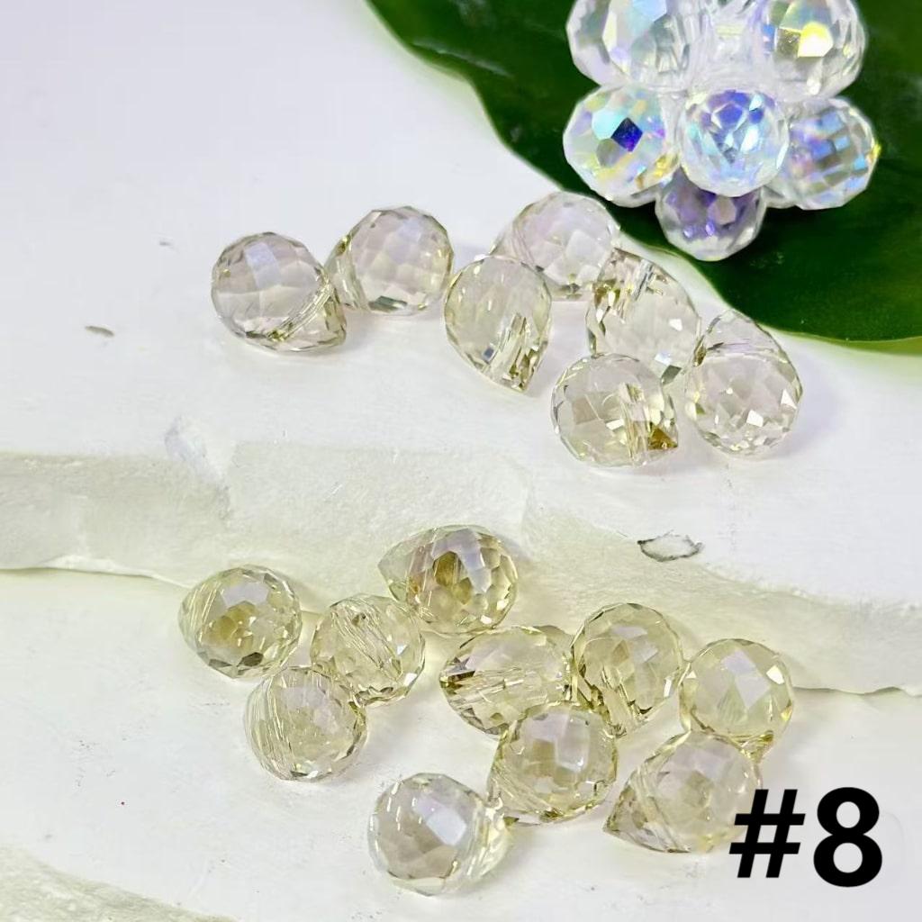 Colorful Polyhedral Water Drop Shape Crystal Chains Strings Bling Bling Acrylic Beads, 11*8MM, Please Read the Description