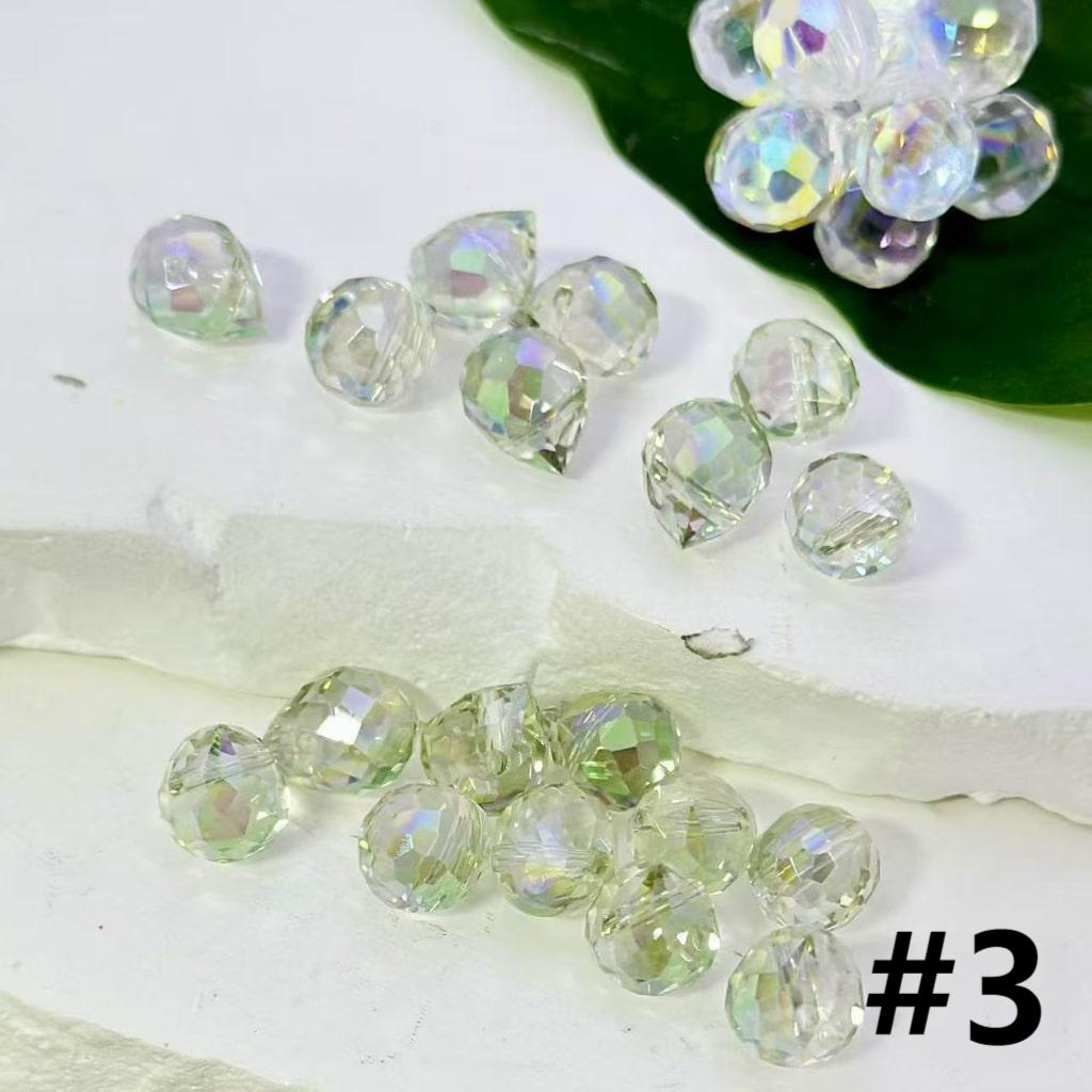 Colorful Polyhedral Water Drop Shape Crystal Chains Strings Bling Bling Acrylic Beads, 11*8MM, Please Read the Description