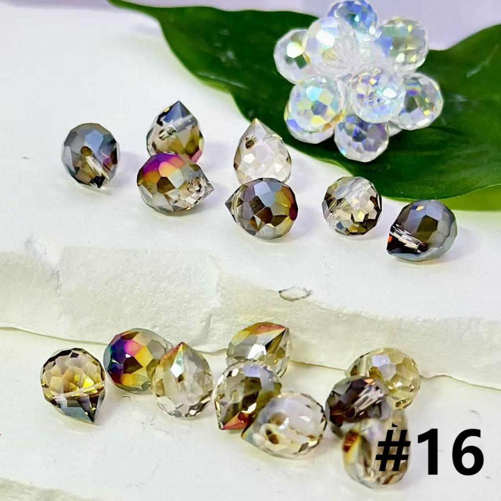 Colorful Polyhedral Water Drop Shape Crystal Chains Strings Bling Bling Acrylic Beads, 11*8MM, Please Read the Description
