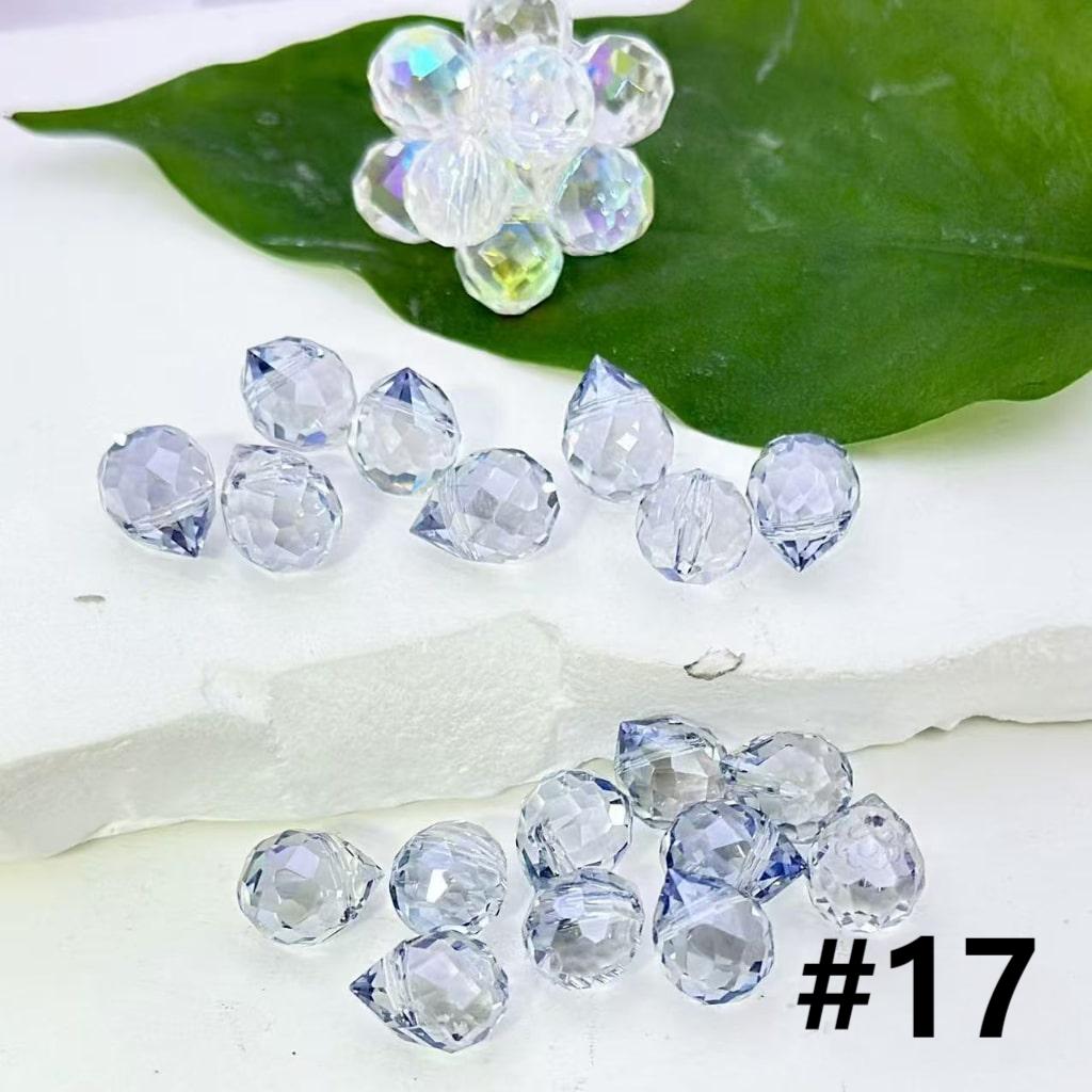 Colorful Polyhedral Water Drop Shape Crystal Chains Strings Bling Bling Acrylic Beads, 11*8MM, Please Read the Description