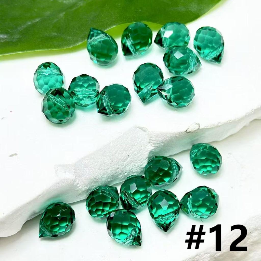 Colorful Polyhedral Water Drop Shape Crystal Chains Strings Bling Bling Acrylic Beads, 11*8MM, Please Read the Description