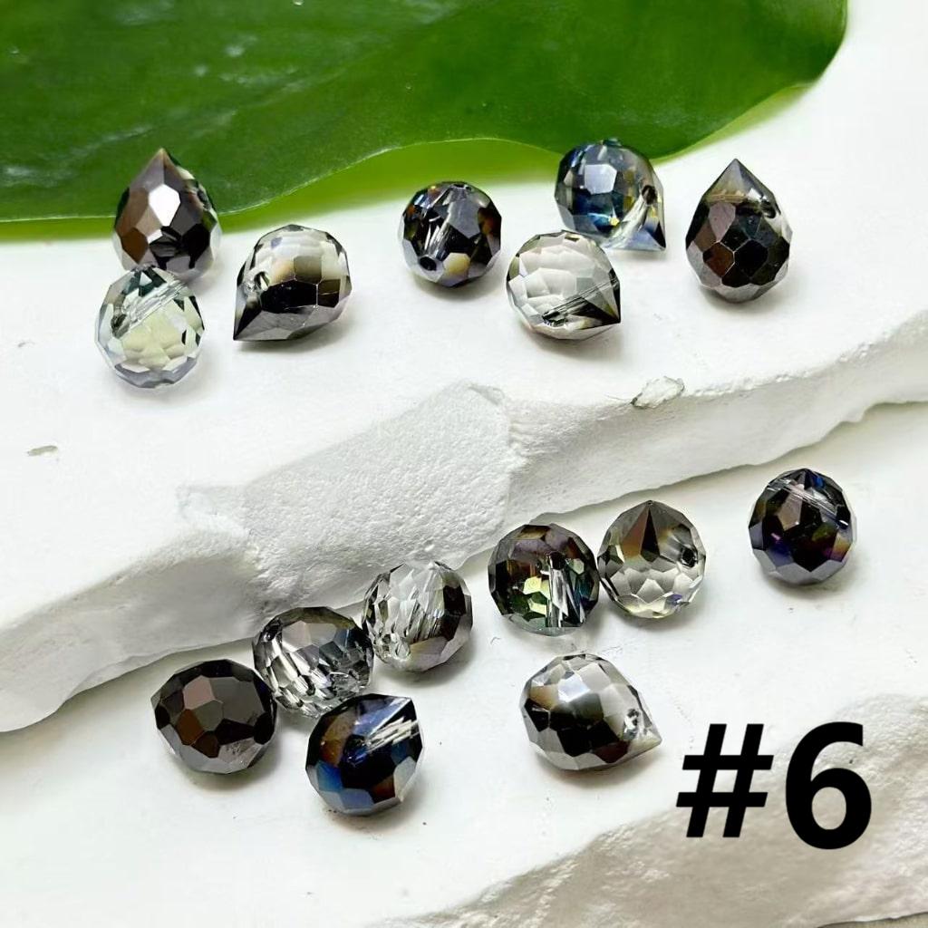 Colorful Polyhedral Water Drop Shape Crystal Chains Strings Bling Bling Acrylic Beads, 11*8MM, Please Read the Description