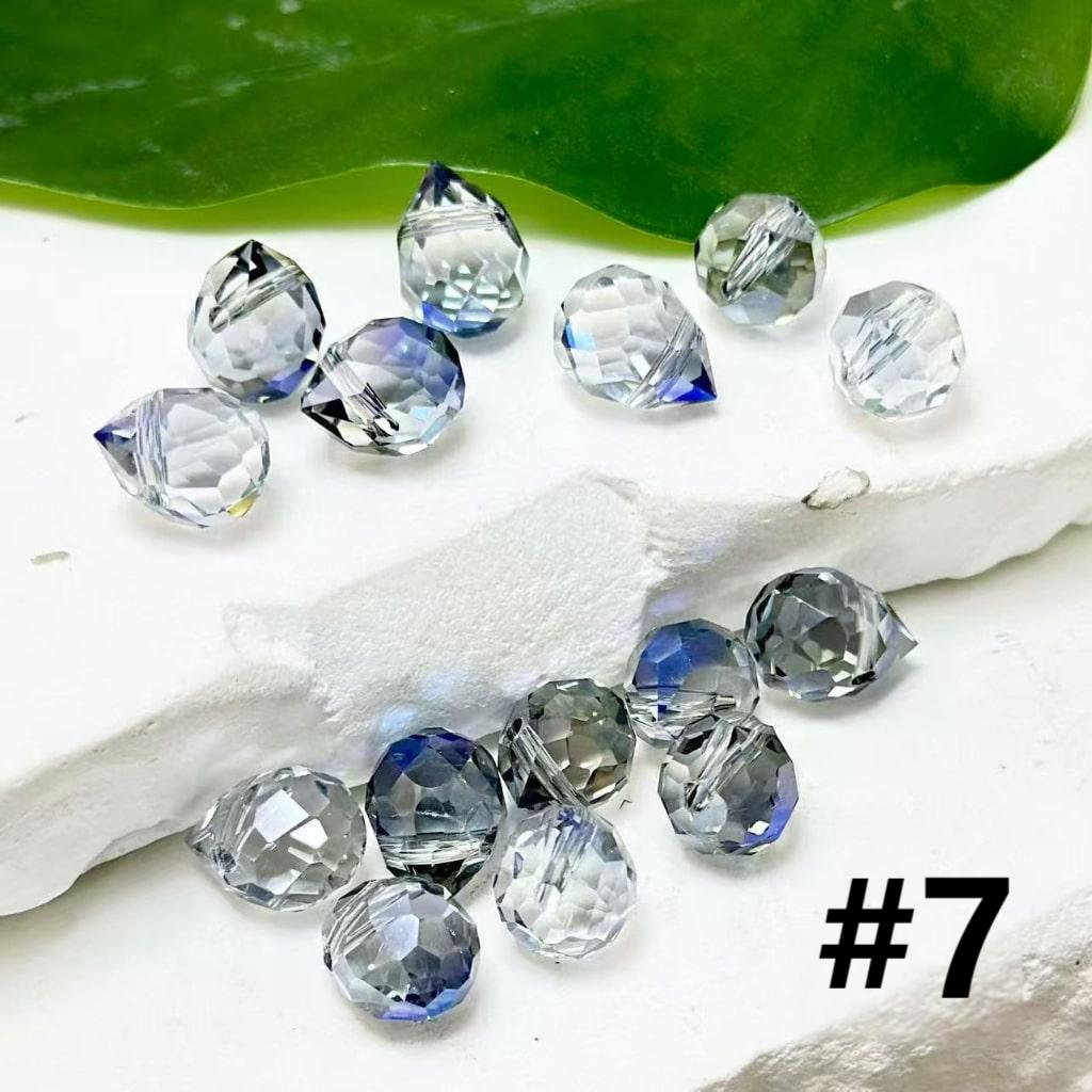 Colorful Polyhedral Water Drop Shape Crystal Chains Strings Bling Bling Acrylic Beads, 11*8MM, Please Read the Description