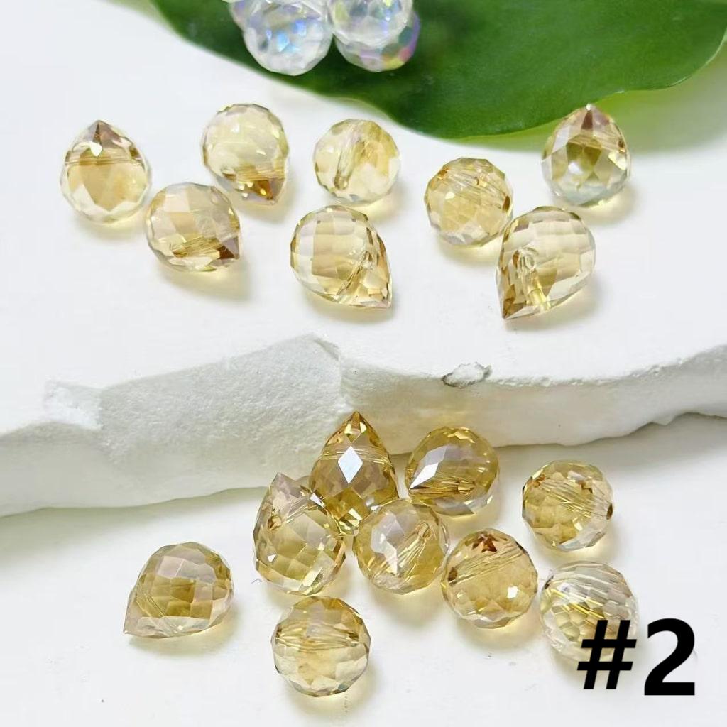 Colorful Polyhedral Water Drop Shape Crystal Chains Strings Bling Bling Acrylic Beads, 11*8MM, Please Read the Description