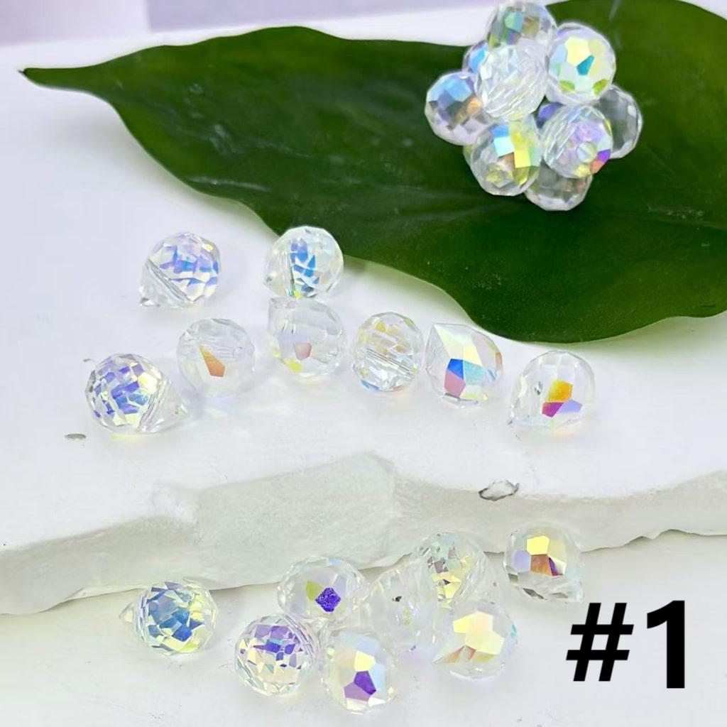 Colorful Polyhedral Water Drop Shape Crystal Chains Strings Bling Bling Acrylic Beads, 11*8MM, Please Read the Description