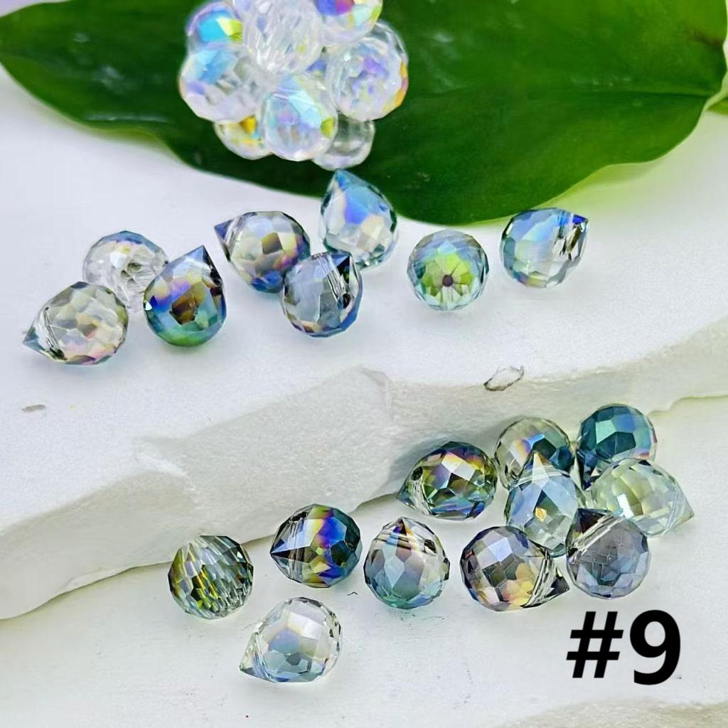 Colorful Polyhedral Water Drop Shape Crystal Chains Strings Bling Bling Acrylic Beads, 11*8MM, Please Read the Description