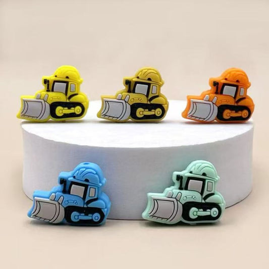 Bulldozer Pushdozer Earthmover Mini Cute Silicone Focal Beads