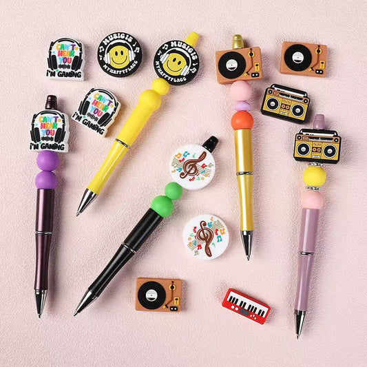 Ear Phone Note Source of Happiness Mini Vivid Music Box Radio Electronic Organ Silicone Focal Beads