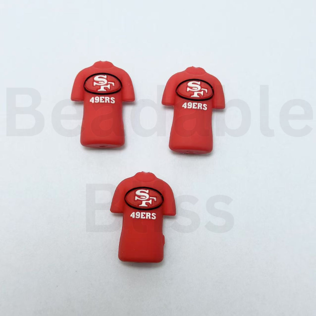 Jersey Uniform Kansas Chie Dallas Cowbo San Francisco 49e Denver Bronc USA America Football Team Shirt New Orleans Sain Chicago Bea Las Vegas Raide Detroit Lio Buffalo Bil Green Bay Packe Georgia Bulldo Pittsburgh Steele Silicone Focal Beads