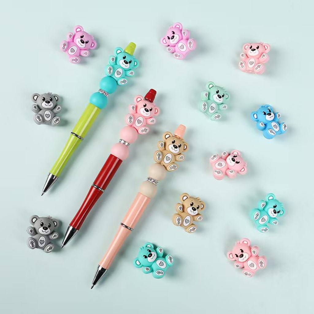 Cute 3D Bears Silicone Focal Beads