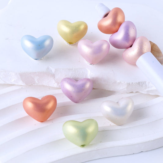 Cute Colorful Heart Shiny Acrylic Beads, Around 20*15MM, Please Read the Description
