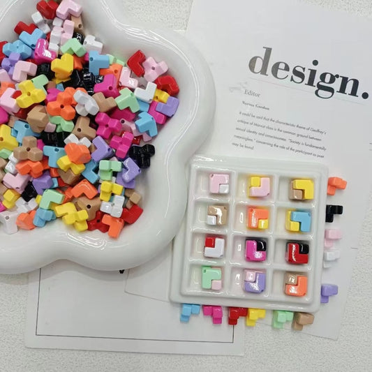 Building Toy Mini Cute Colorful Blocks Bricks Acrylic Beads, Random Mix, Around 12*12MM