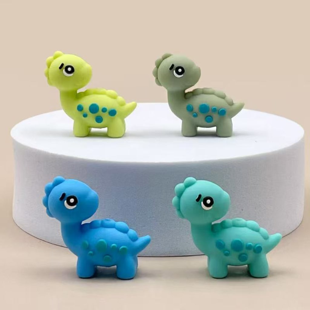 3D Cute Mini Dinosaurs Silicone Focal Beads