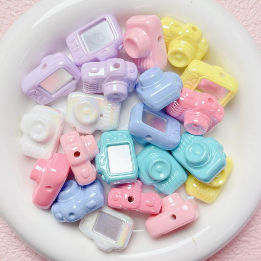 Mini Cute Vivid Camera Acrylic Beads, Around 25*20MM