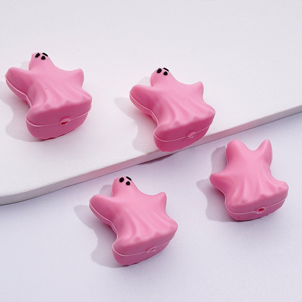 3D Vivid White Purple Pink Spirit Halloween Silicone Focal Beads