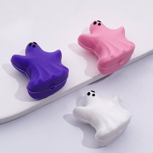 3D Vivid White Purple Pink Spirit Halloween Silicone Focal Beads