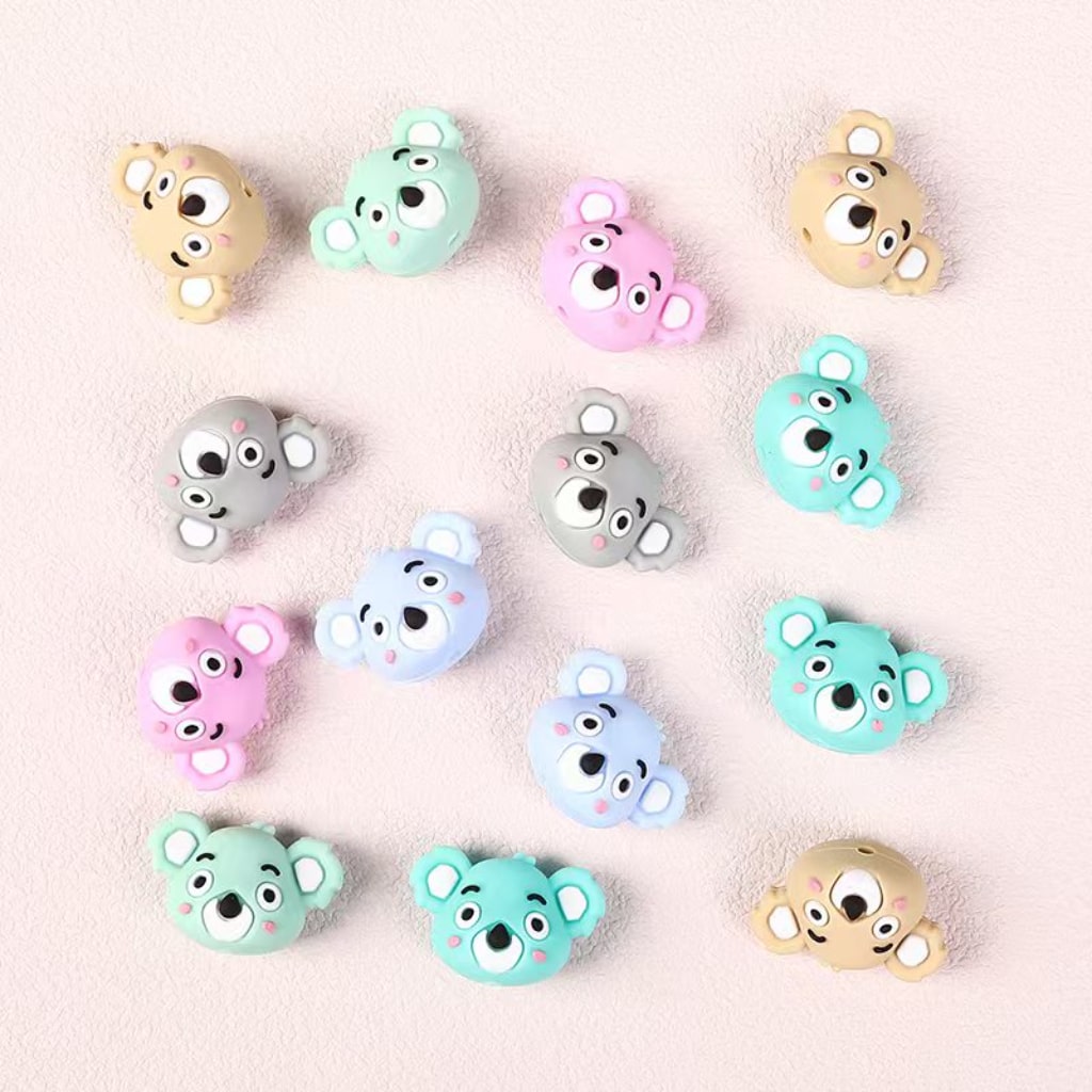 3D Naughty Cute Koala Head Silicone Focal Beads