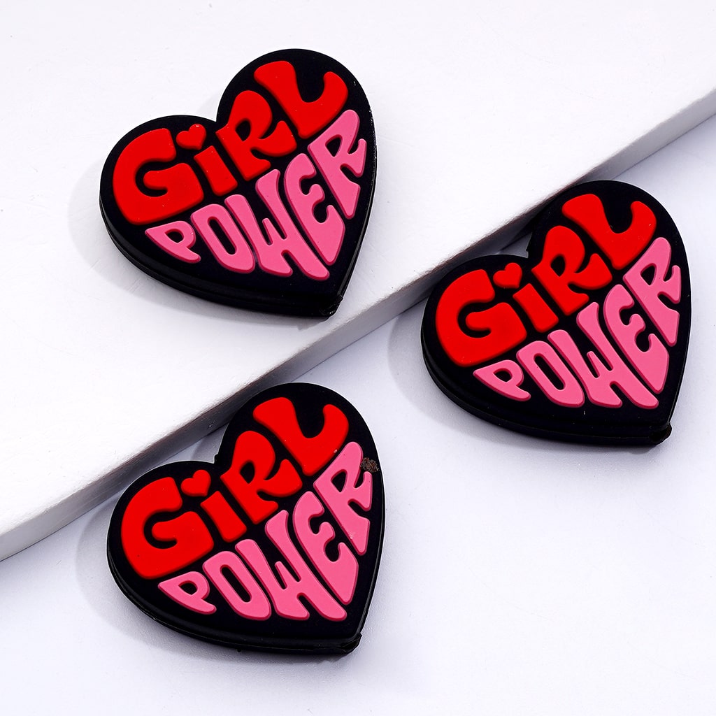 Adorable Silicone Focal Beads – Pink Bowknots & Hearts – 90s Baby Girl Power Series