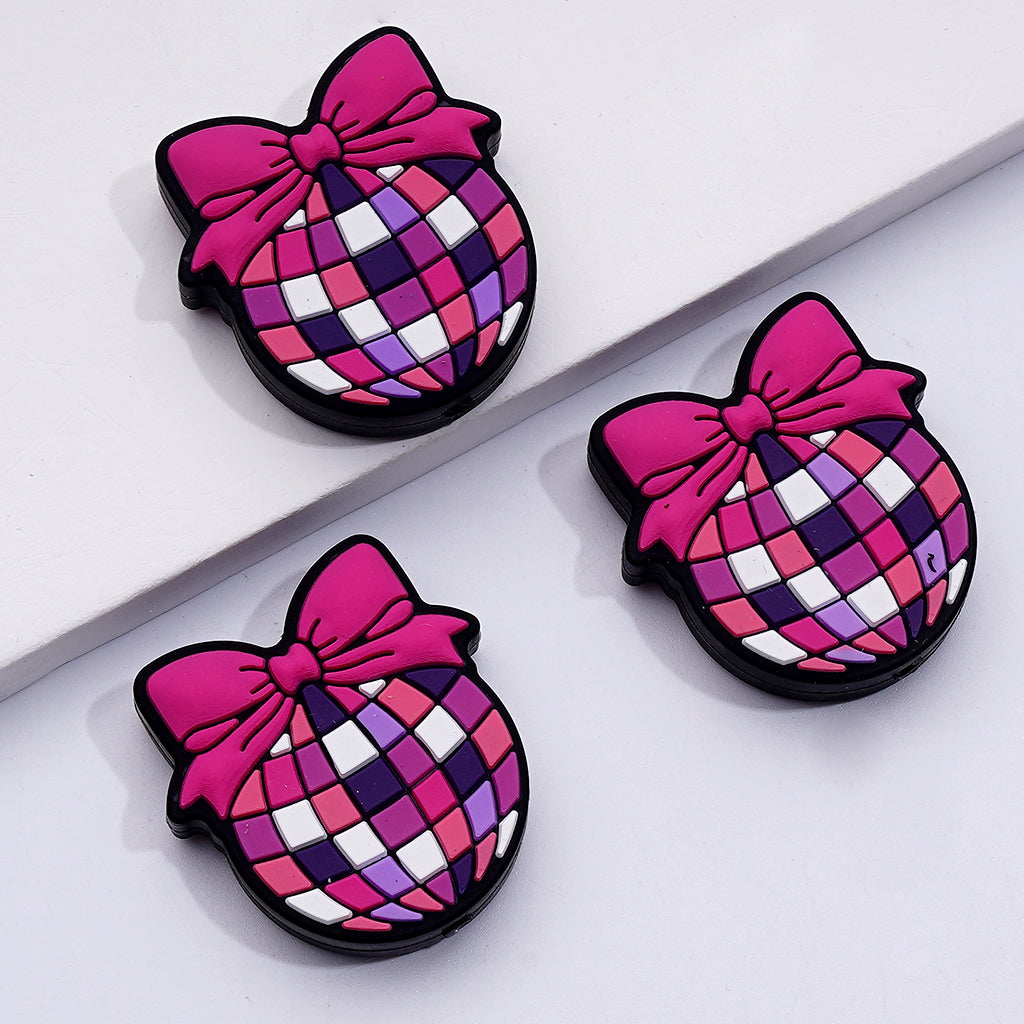 Adorable Silicone Focal Beads – Pink Bowknots & Hearts – 90s Baby Girl Power Series