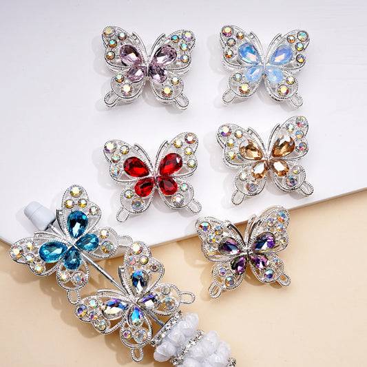 Elegant Silver Alloy Butterfly Beads – Adorned with AB & Multicolor Water Drop Rhinestones (3531MM)