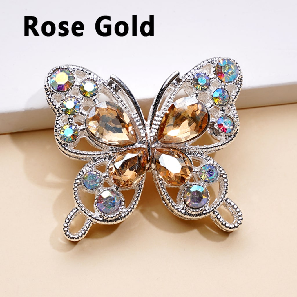 Elegant Silver Alloy Butterfly Beads – Adorned with AB & Multicolor Water Drop Rhinestones (3531MM)