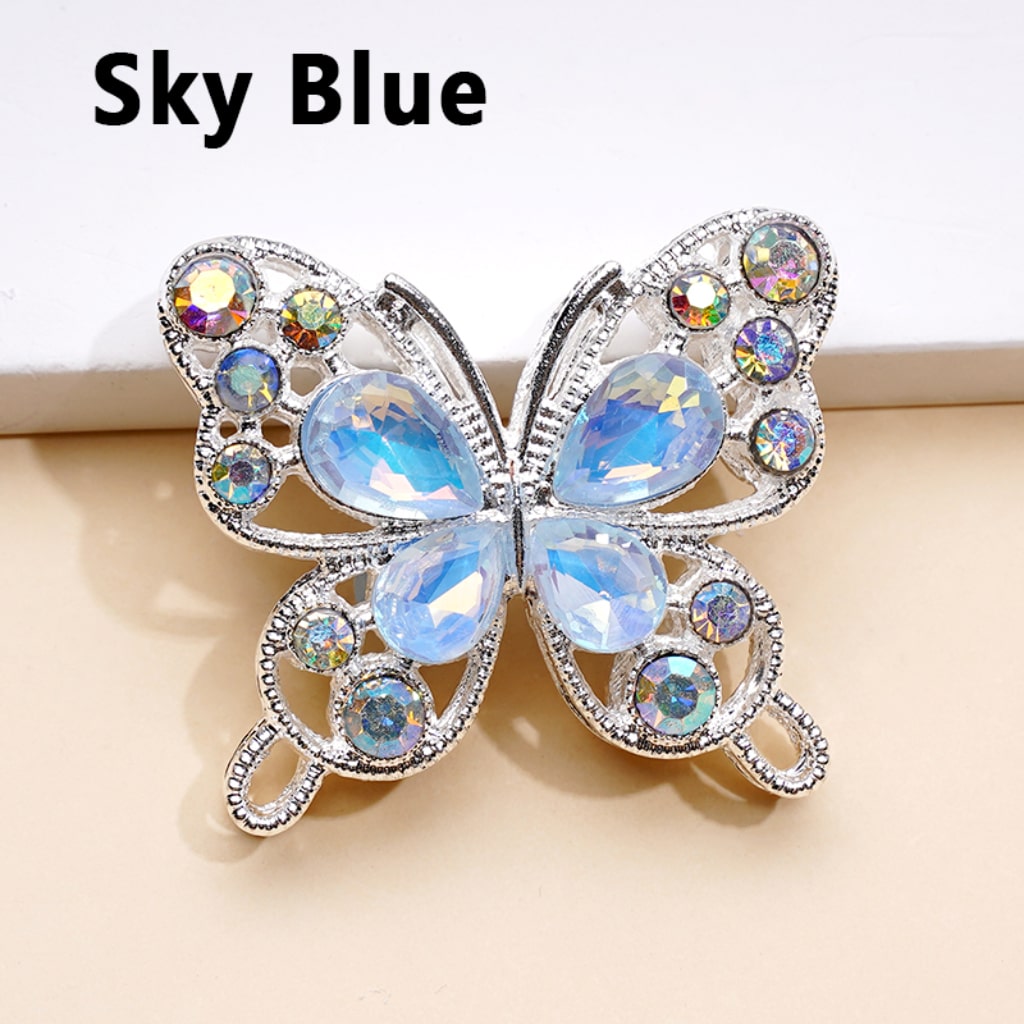 Elegant Silver Alloy Butterfly Beads – Adorned with AB & Multicolor Water Drop Rhinestones (3531MM)