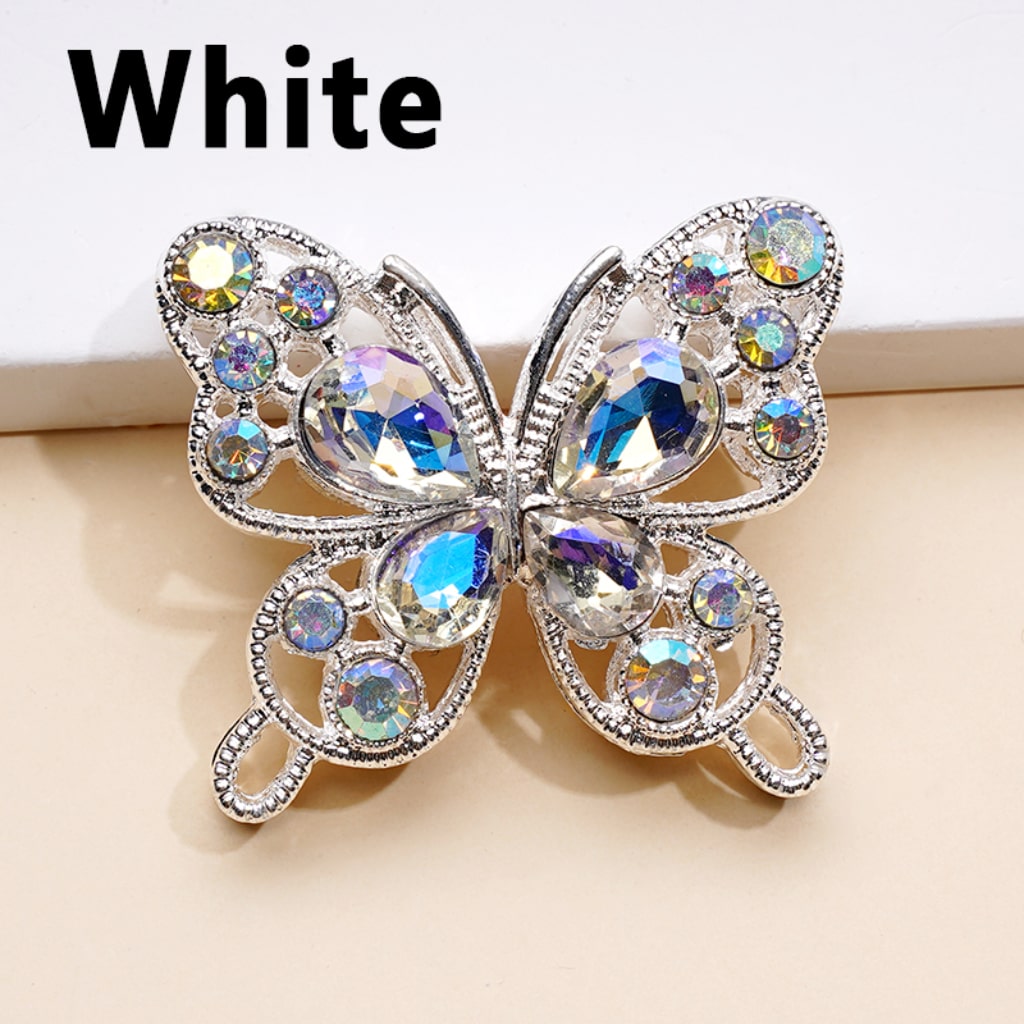 Elegant Silver Alloy Butterfly Beads – Adorned with AB & Multicolor Water Drop Rhinestones (3531MM)