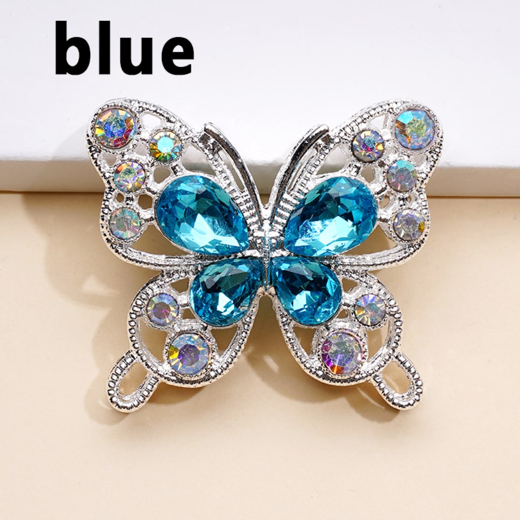 Elegant Silver Alloy Butterfly Beads – Adorned with AB & Multicolor Water Drop Rhinestones (3531MM)