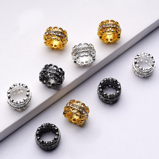 Mini Chic Metal Spacer in Gold, Silver, Gunmetal, and Black with Clear Rhinestone Chain – Approx. 10MM