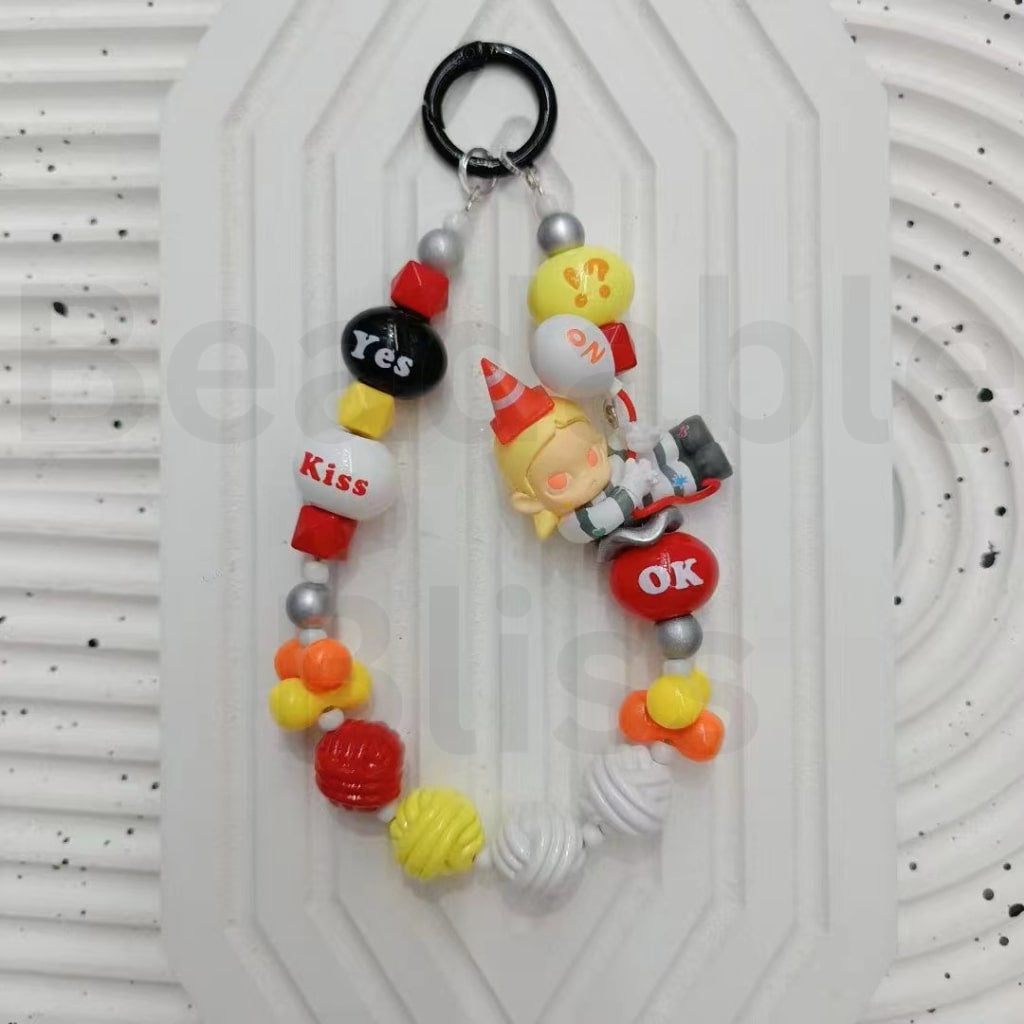 Mini Colorful Oval Beads with English Word Prints – Large Hole Acrylic, 13x15x20MM