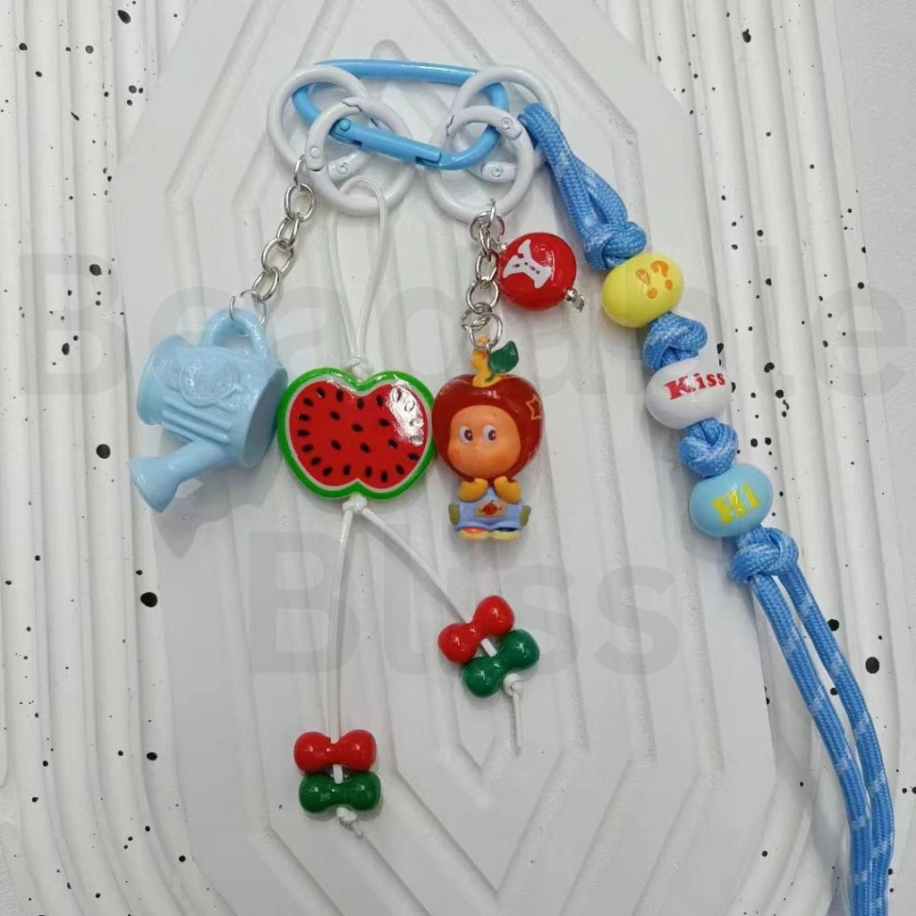 Adorable Fruit-Themed Acrylic Beads – Watermelon & Apple Series, 34x28MM Flat Design