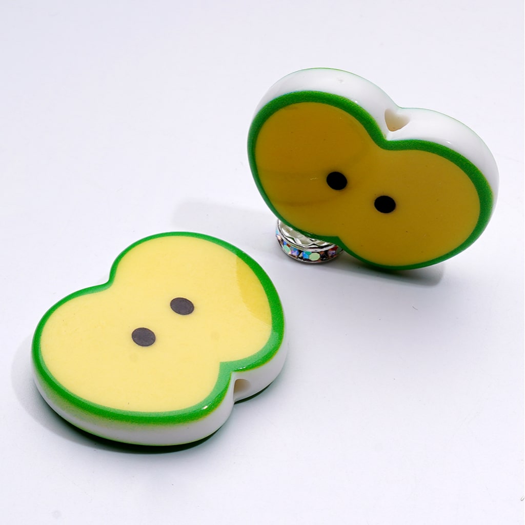 Adorable Fruit-Themed Acrylic Beads – Watermelon & Apple Series, 34x28MM Flat Design