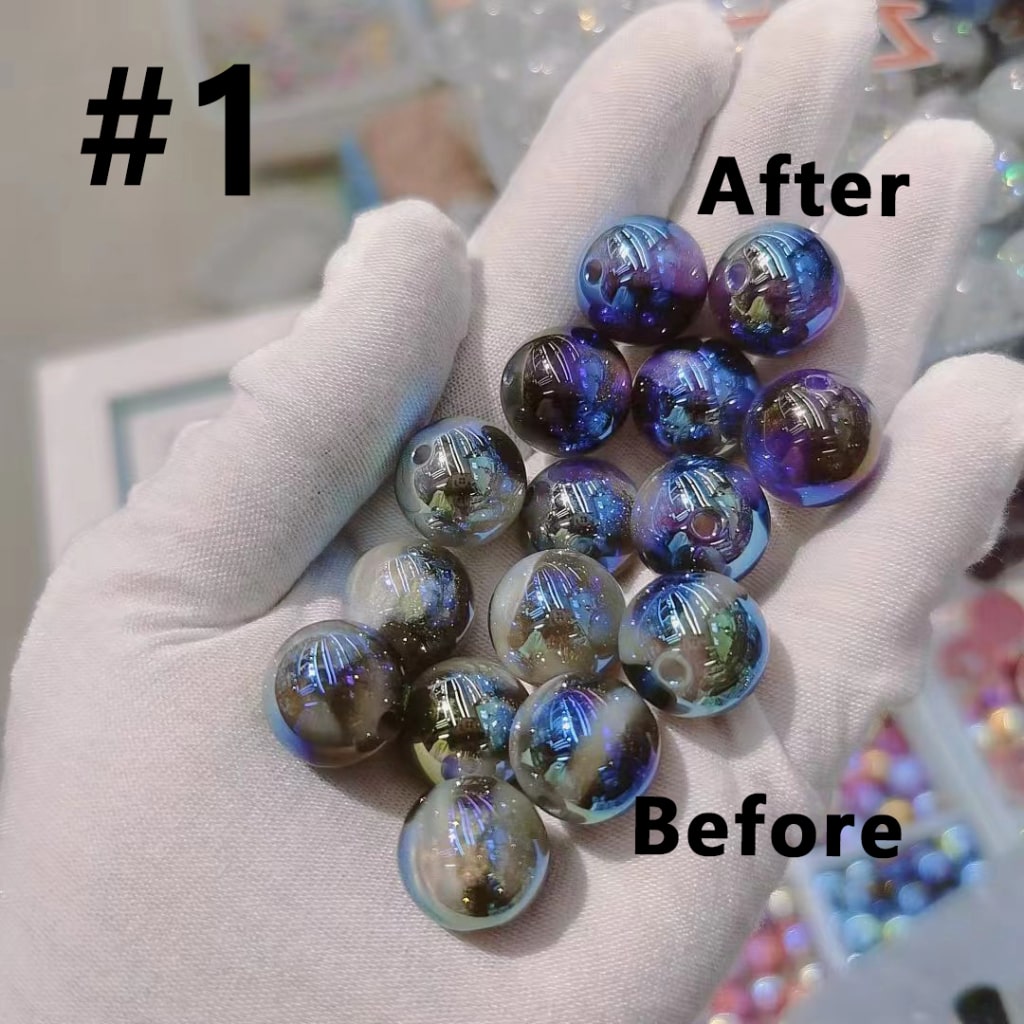 Shimmering Cat Eye Glitter Acrylic Beads – 16MM with UV Color-Changing Effect