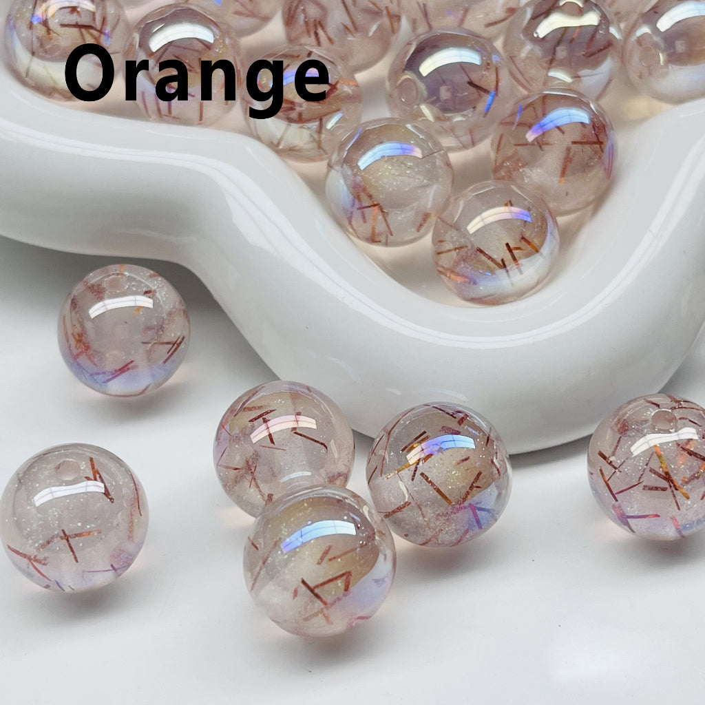 Vibrant Clear Round Acrylic Beads – Glossy Glitter with Colorful Foil Paper Inside (16MM)