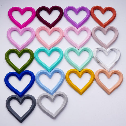 Soft Silicone Heart Frame Bead – Vibrant Car Hanger Charm | Random Mixed Colors, 72*79MM