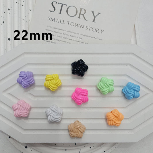 Five-Pointed Star Acrylic Beads – 22MM Yarn Ball Striped Design, Random Colorful Mix for Crafts